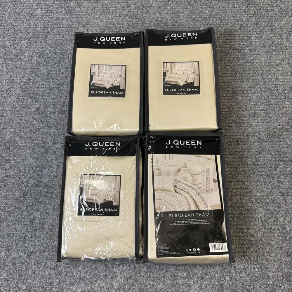 J Queen New York European Sham 26x26 Beige Gold Somerset Lot of 4 Pillow Cover